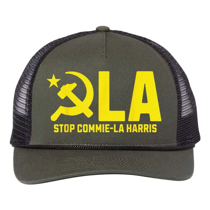 Stop Commiela Harris Kamala Communism Trump Supporter 2024 Retro Rope Trucker Hat Cap