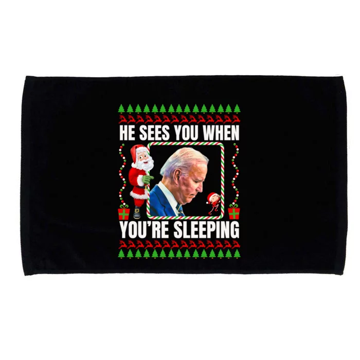 Sleepy Creepy Hidin From Joe Biden Funny Christmas Confused Gift Microfiber Hand Towel