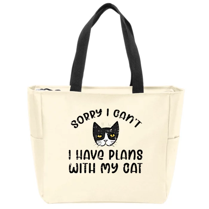 Sorry Cant Have Plans With Cat Zip Tote Bag