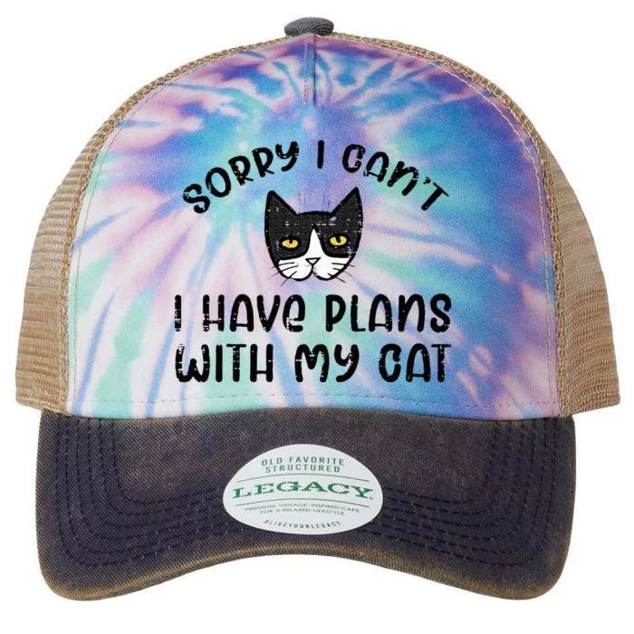 Sorry Cant Have Plans With Cat Legacy Tie Dye Trucker Hat