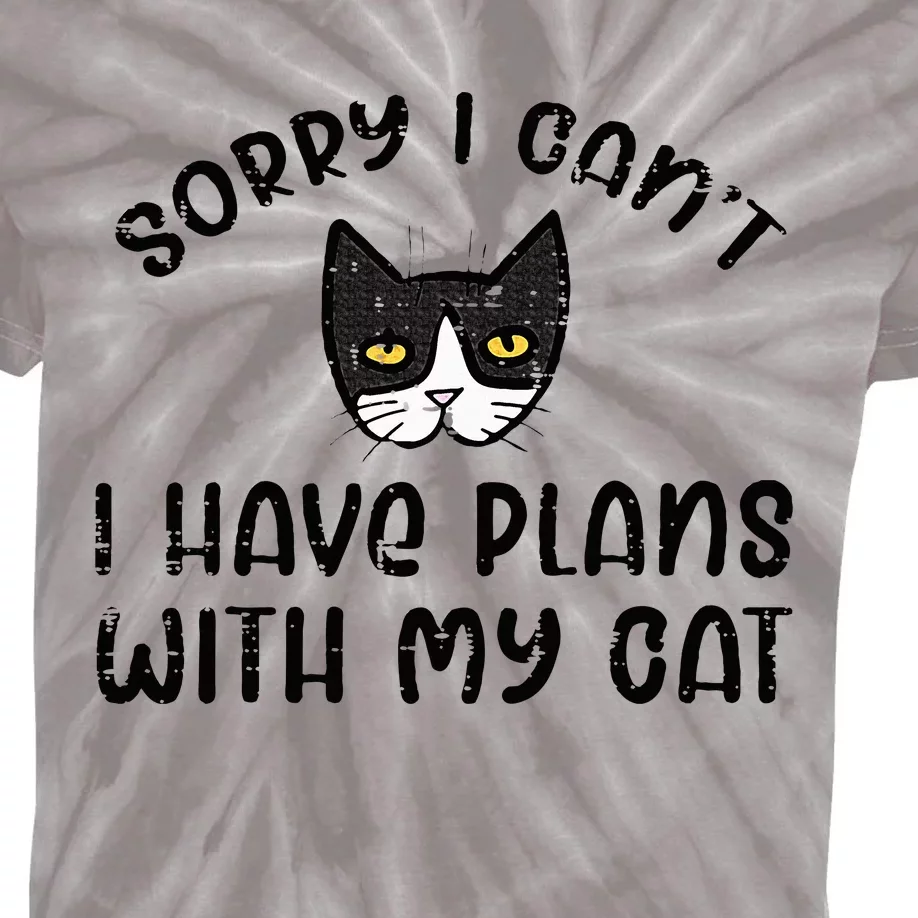 Sorry Cant Have Plans With Cat Kids Tie-Dye T-Shirt