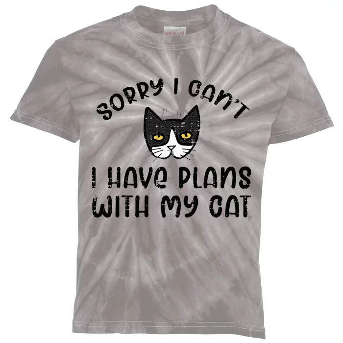 Sorry Cant Have Plans With Cat Kids Tie-Dye T-Shirt