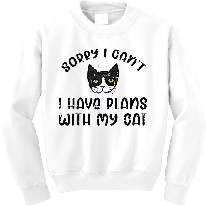 Sorry Cant Have Plans With Cat Kids Sweatshirt