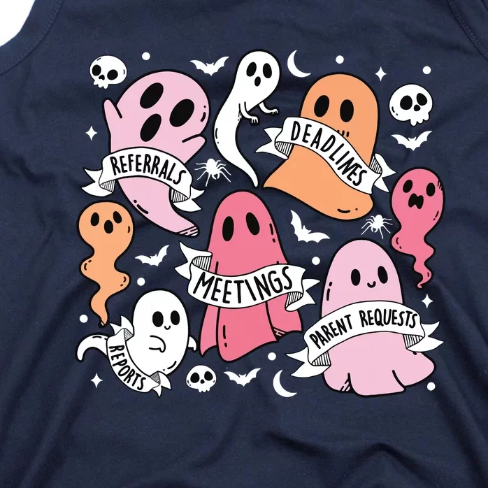 School Counselor Halloween Social Worker Ghost Psychologist Tank Top