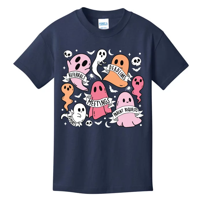 School Counselor Halloween Social Worker Ghost Psychologist Kids T-Shirt