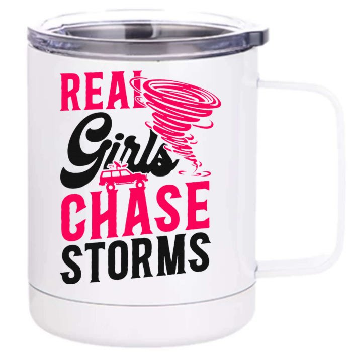 Storm Chaser Hurricane Meteorology Tornado Girl Real Front & Back 12oz Stainless Steel Tumbler Cup