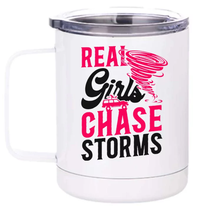 Storm Chaser Hurricane Meteorology Tornado Girl Real Front & Back 12oz Stainless Steel Tumbler Cup