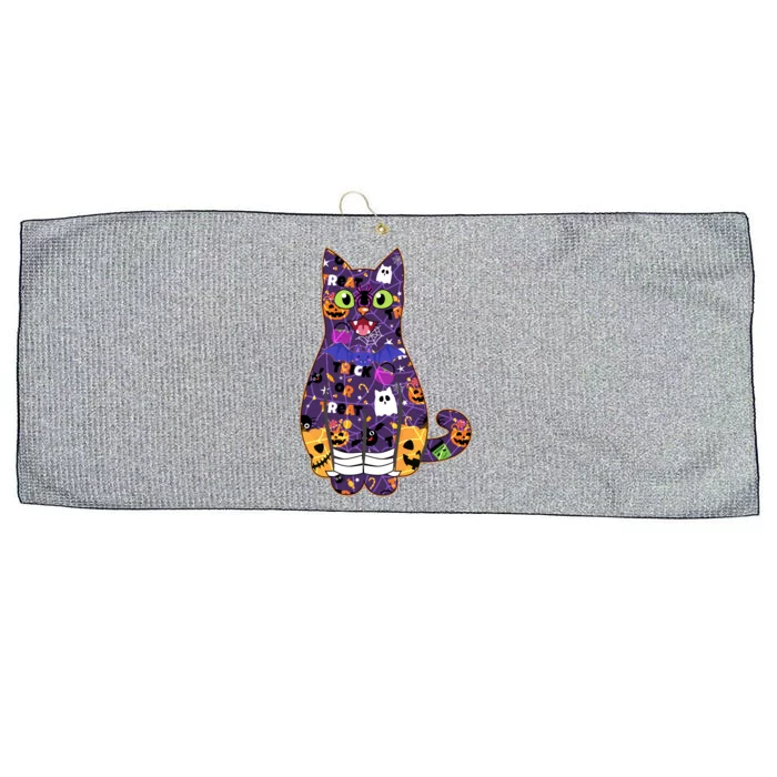 Spooky Cute Halloween Pattern Kitty Cat Large Microfiber Waffle Golf Towel