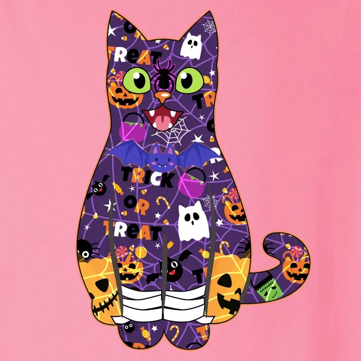 Spooky Cute Halloween Pattern Kitty Cat Toddler Long Sleeve Shirt