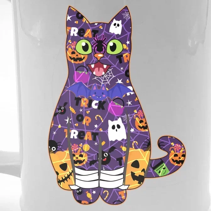 Spooky Cute Halloween Pattern Kitty Cat Front & Back Beer Stein