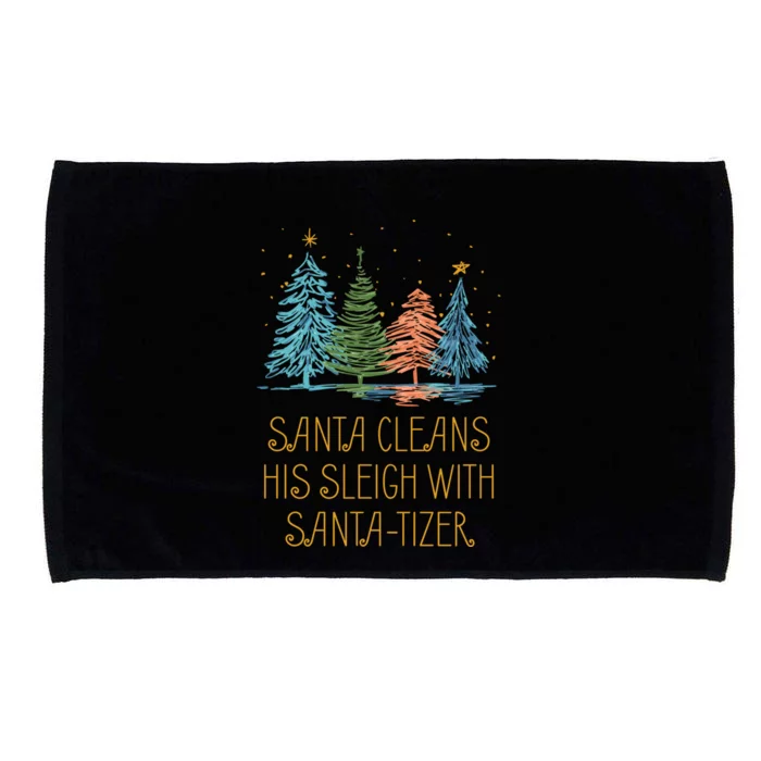 Santa Cleans His Sleigh With Santatizer Christmas Dad Jokes Gift Microfiber Hand Towel