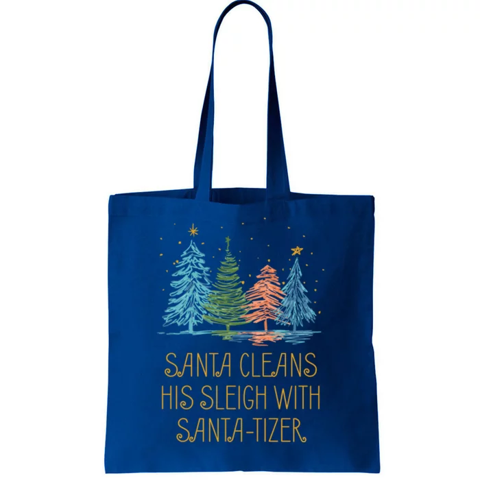 Santa Cleans His Sleigh With Santatizer Christmas Dad Jokes Gift Tote Bag