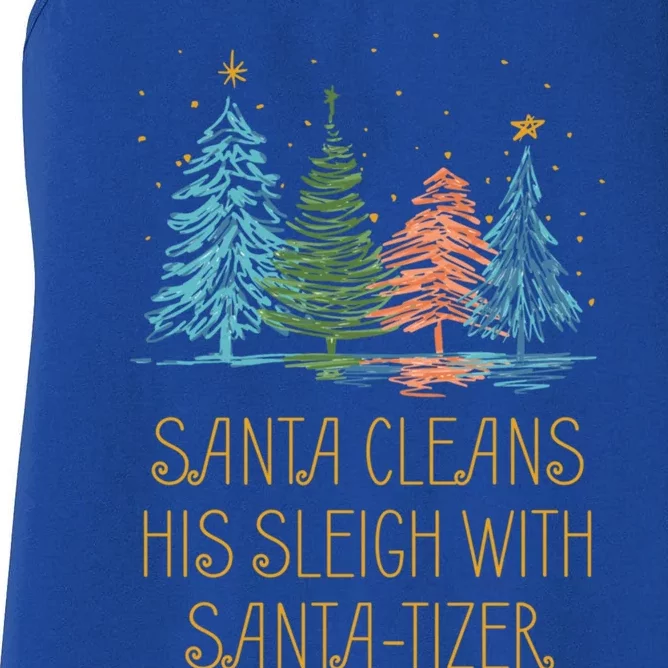 Santa Cleans His Sleigh With Santatizer Christmas Dad Jokes Gift Women's Racerback Tank