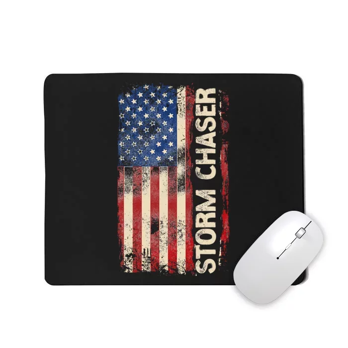 Storm Chaser Hurricane Meteorology Tornado Usa American Flag Mousepad