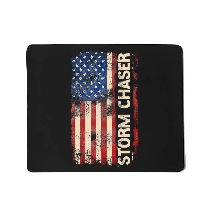 Storm Chaser Hurricane Meteorology Tornado Usa American Flag Mousepad