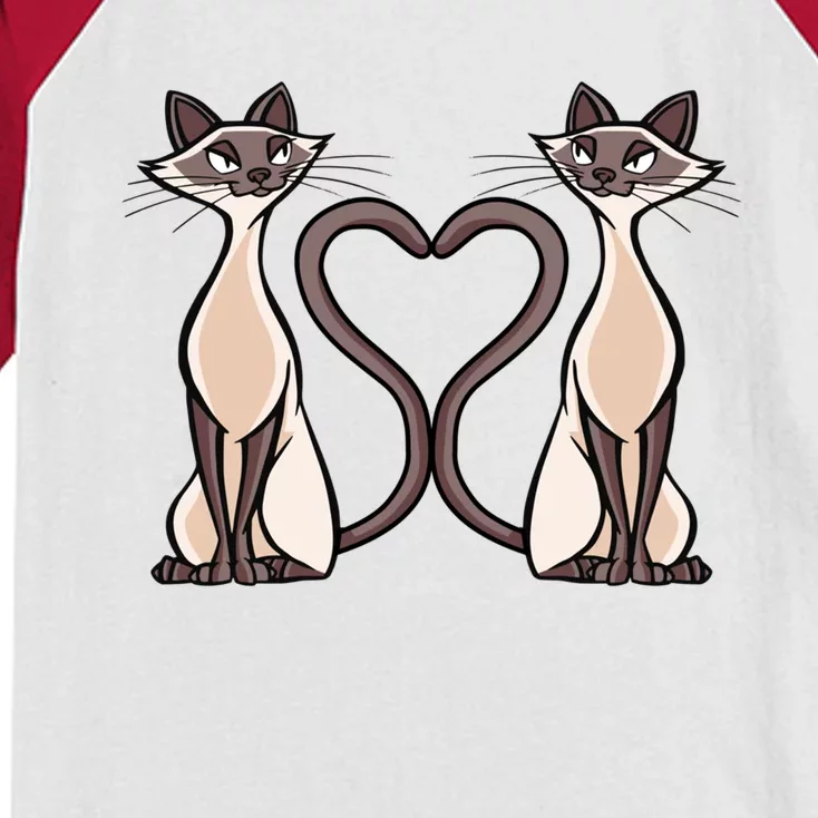 Siamese Cat Heart Tails Love Kitty Kitten Cat Lover Gift Kids Colorblock Raglan Jersey