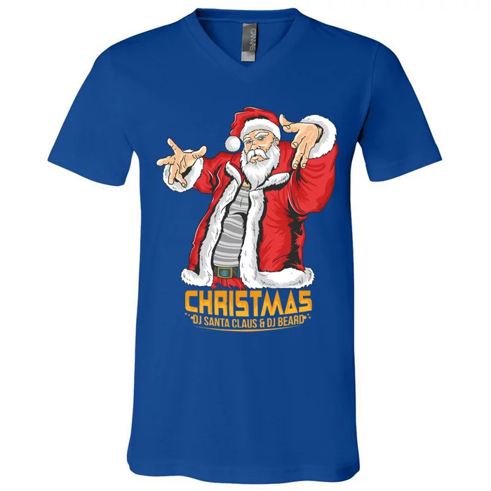 Santa Claus Hip Hop Dj Music Xmas Pajama Christmas Party Cute Gift V-Neck T-Shirt