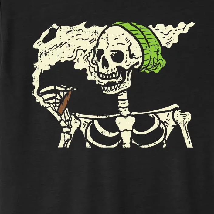 Spooky Cannabis Halloween Hilarious Smoking Skeleton Design ChromaSoft Performance T-Shirt