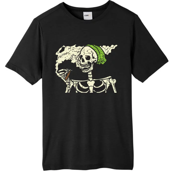 Spooky Cannabis Halloween Hilarious Smoking Skeleton Design ChromaSoft Performance T-Shirt