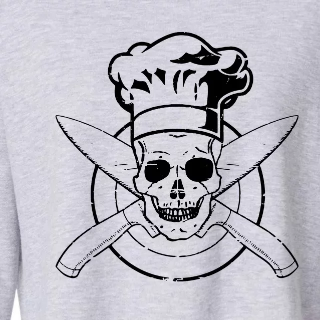 Skull ChefS Hat Cooking Bbq Grilling Cropped Pullover Crew