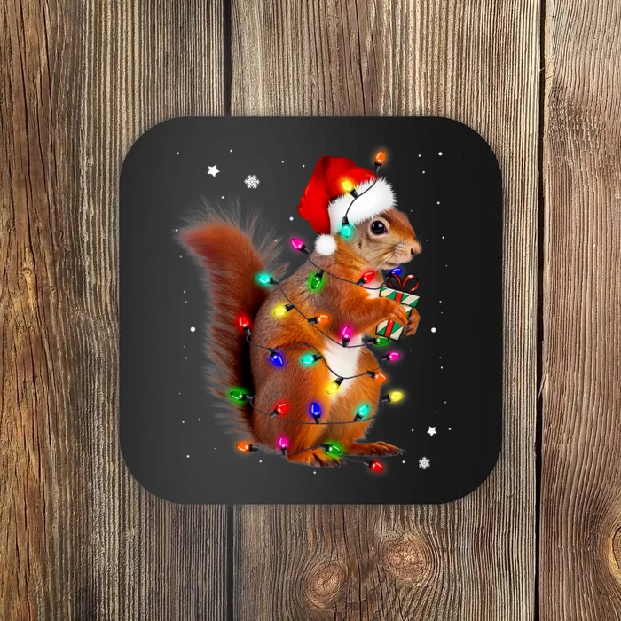 Squirrel Christmas Hat Santa Pajama Squirrels Lover Xmas Coaster