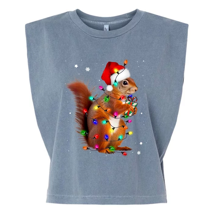 Squirrel Christmas Hat Santa Pajama Squirrels Lover Xmas Garment-Dyed Women's Muscle Tee