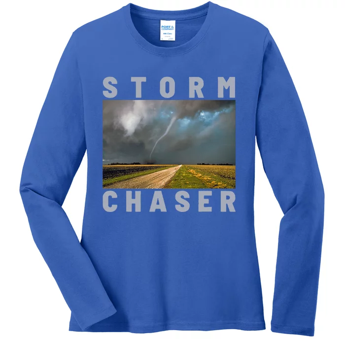 Storm Chaser Hurricane Tornado Picture Weather Meteorologist Ladies Long Sleeve Shirt