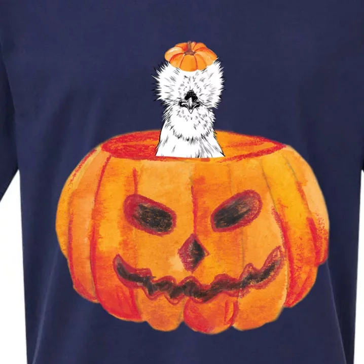 Silkie Chicken Happy Halloween Pumpkin Farm Animal Lover Meaningful Gift Sueded Cloud Jersey T-Shirt