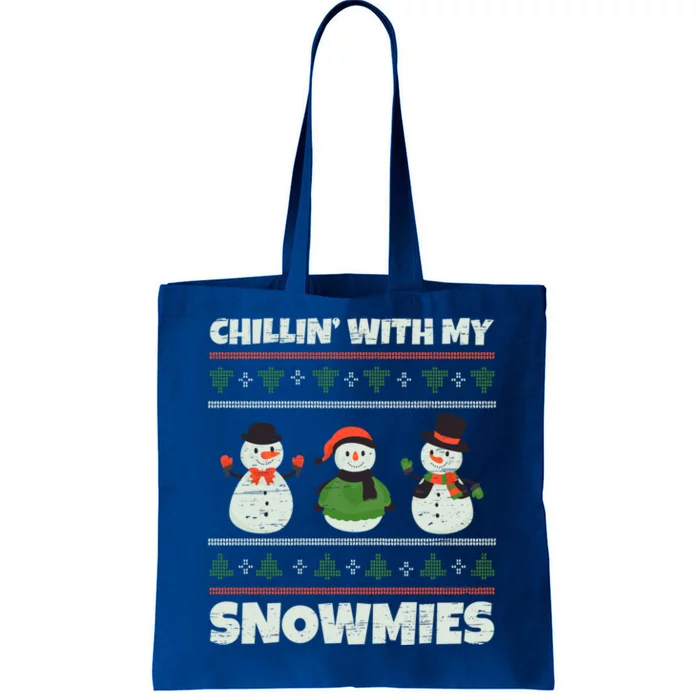 Snow Christmas Holidays Santa Chillin` With My Snowmies Funny Gift Tote Bag