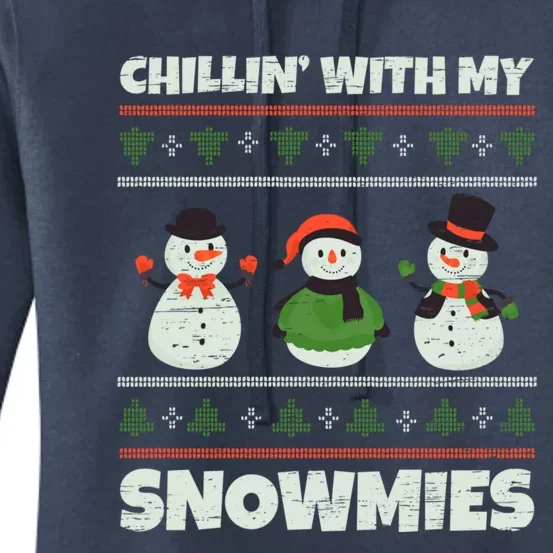 Snow Christmas Holidays Santa Chillin` With My Snowmies Funny Gift Women's Pullover Hoodie