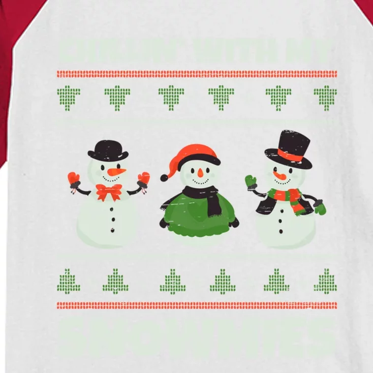 Snow Christmas Holidays Santa Chillin` With My Snowmies Funny Gift Kids Colorblock Raglan Jersey