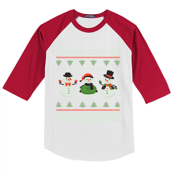 Snow Christmas Holidays Santa Chillin` With My Snowmies Funny Gift Kids Colorblock Raglan Jersey