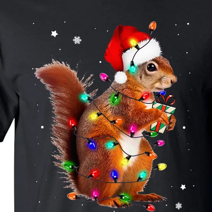 Squirrel Christmas Hat Santa Pajama Squirrels Lover Xmas Tall T-Shirt