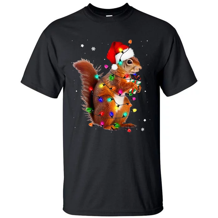 Squirrel Christmas Hat Santa Pajama Squirrels Lover Xmas Tall T-Shirt