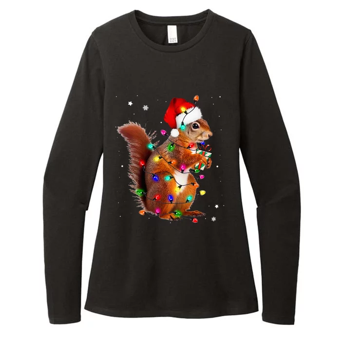 Squirrel Christmas Hat Santa Pajama Squirrels Lover Xmas Womens CVC Long Sleeve Shirt