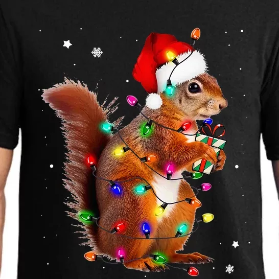 Squirrel Christmas Hat Santa Pajama Squirrels Lover Xmas Pajama Set