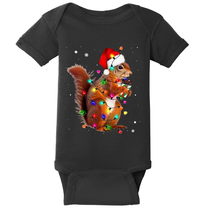 Squirrel Christmas Hat Santa Pajama Squirrels Lover Xmas Baby Bodysuit