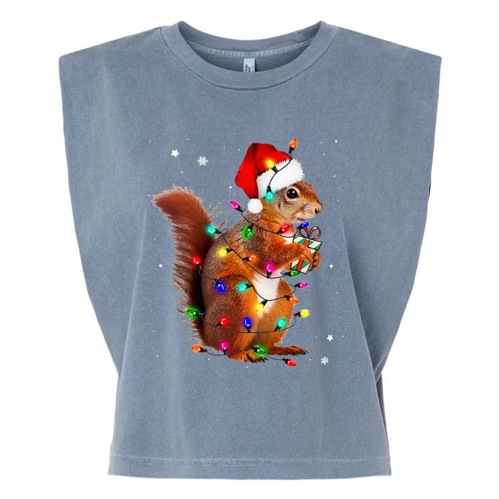 Squirrel Christmas Hat Santa Pajama Squirrels Lover Xmas Garment-Dyed Women's Muscle Tee