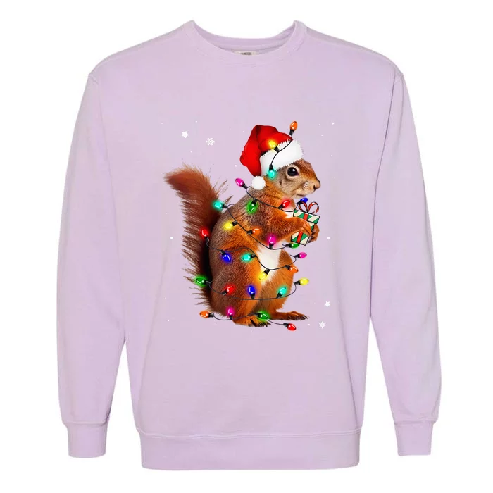 Squirrel Christmas Hat Santa Pajama Squirrels Lover Xmas Garment-Dyed Sweatshirt