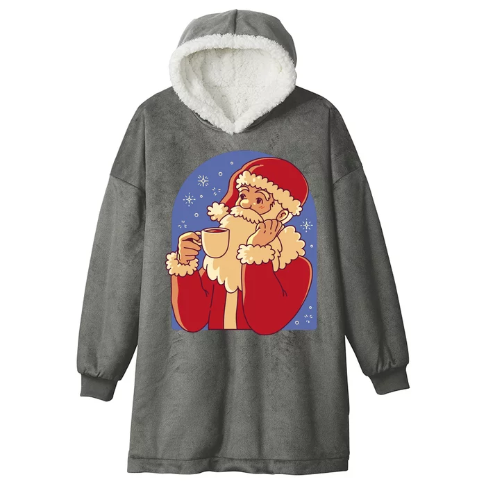 Santa Claus Hot Coco Christmas Holiday Hooded Wearable Blanket