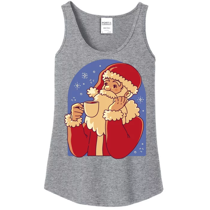 Santa Claus Hot Coco Christmas Holiday Ladies Essential Tank