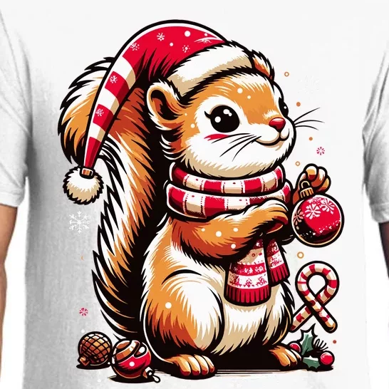 Squirrel Christmas Hat Santa Lights Squirrels Lover Xmas Pajama Set