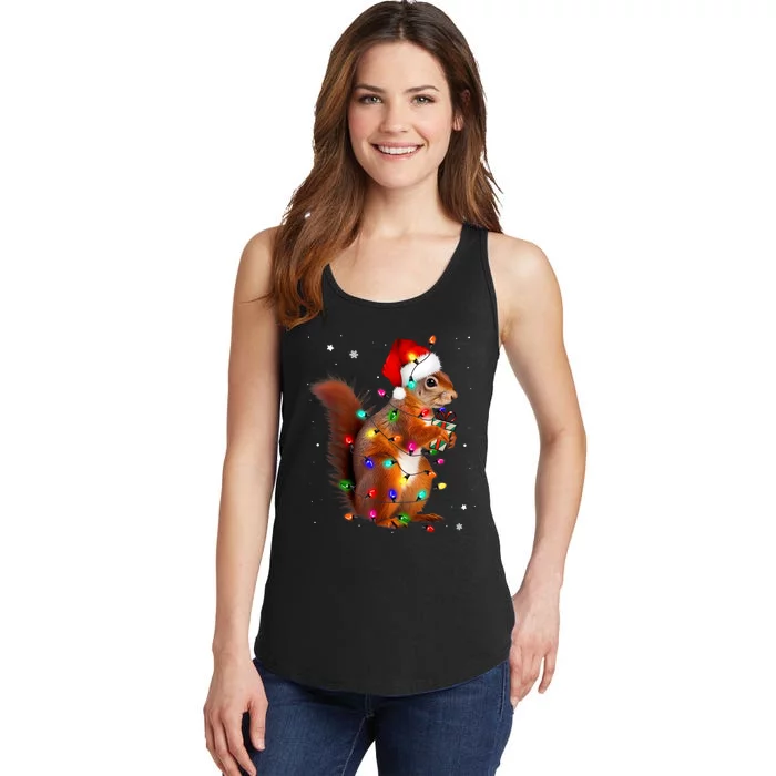 Squirrel Christmas Hat Santa Pajama Squirrels Lover Xmas Ladies Essential Tank