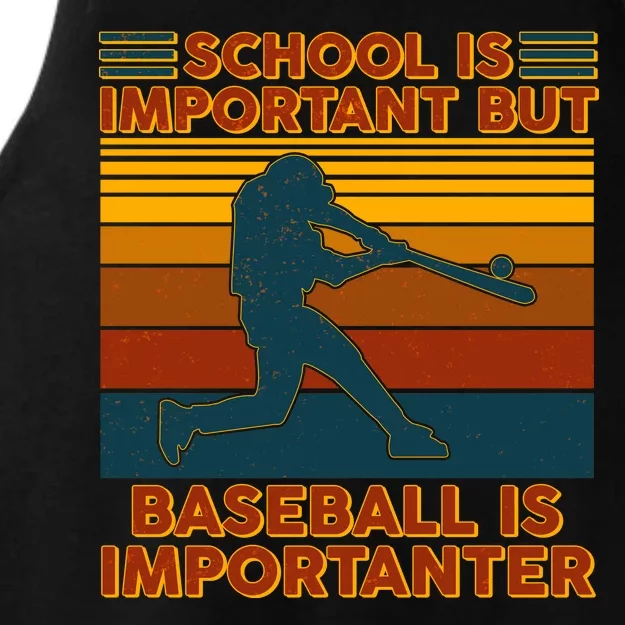 School Is Important But Baseball Is Importanter Ladies Tri-Blend Wicking Tank