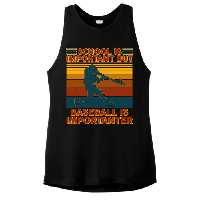 School Is Important But Baseball Is Importanter Ladies Tri-Blend Wicking Tank