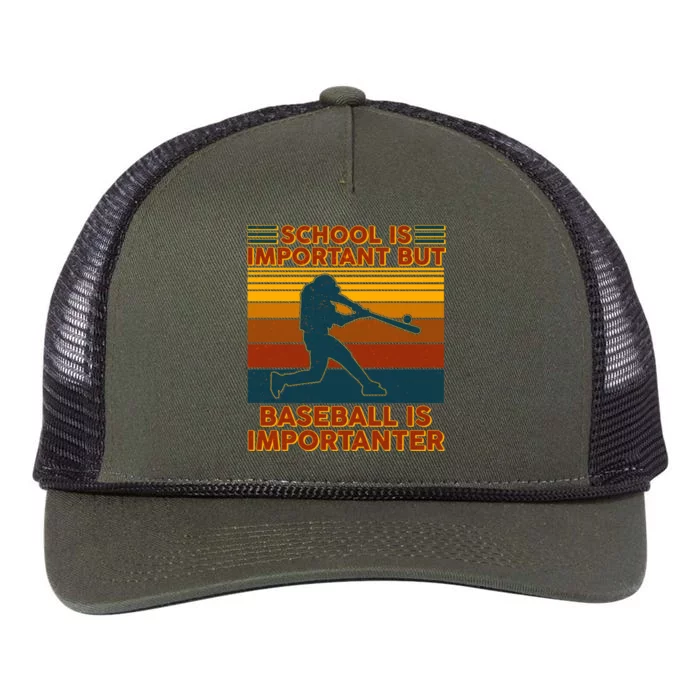 School Is Important But Baseball Is Importanter Retro Rope Trucker Hat Cap