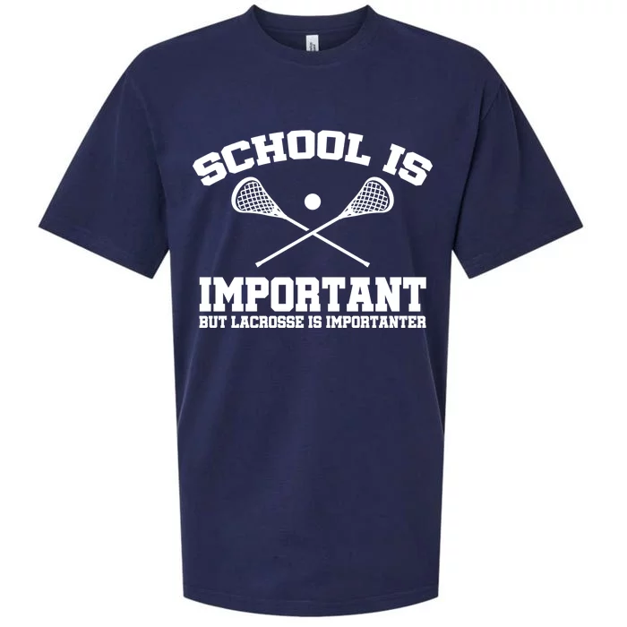 School Is Important But Lacrosse Is Importanter Sueded Cloud Jersey T-Shirt