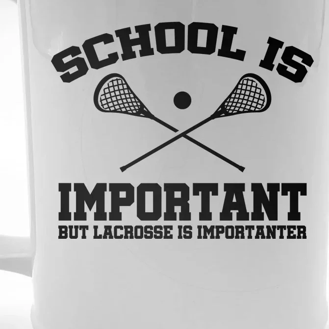 School Is Important But Lacrosse Is Importanter Front & Back Beer Stein