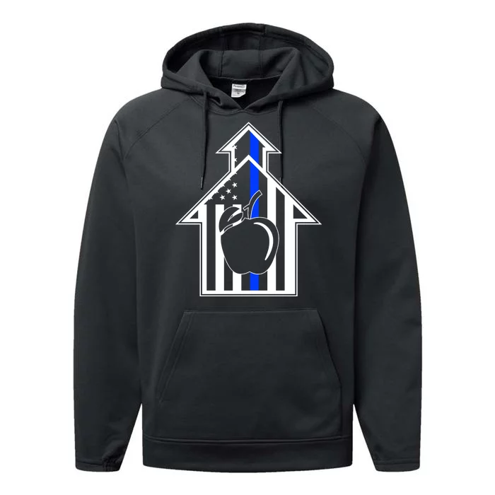 School Police Blue Thin Line Performance Fleece Hoodie