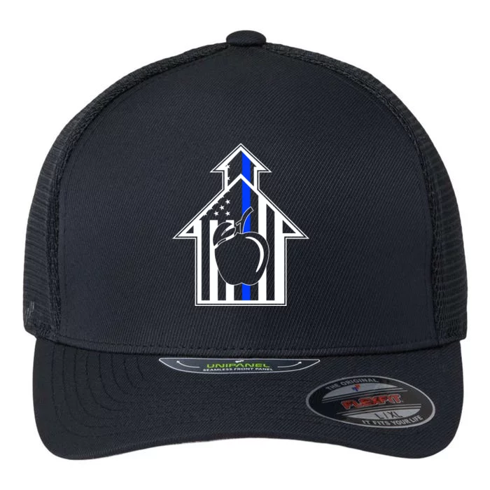 School Police Blue Thin Line Flexfit Unipanel Trucker Cap